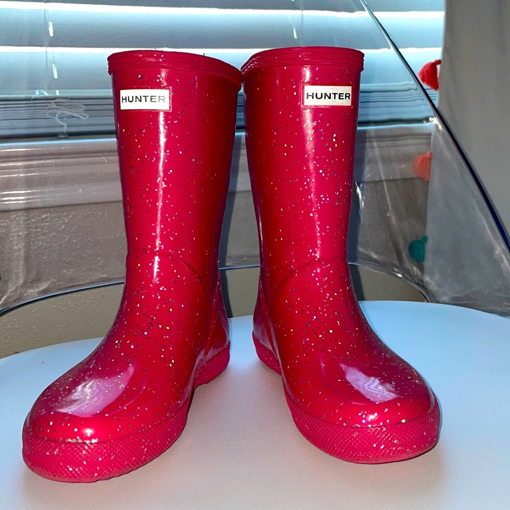 VGUC GLITTER PINK HUNTER RAIN BOOTS